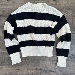 XS “a New Day” Knit Sweater- Striped Black And White